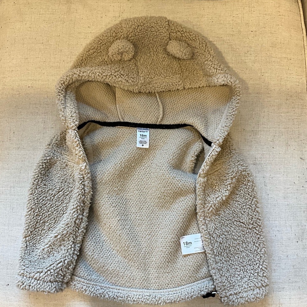 Carters zip-up hooded bear vest. Size 18 months
